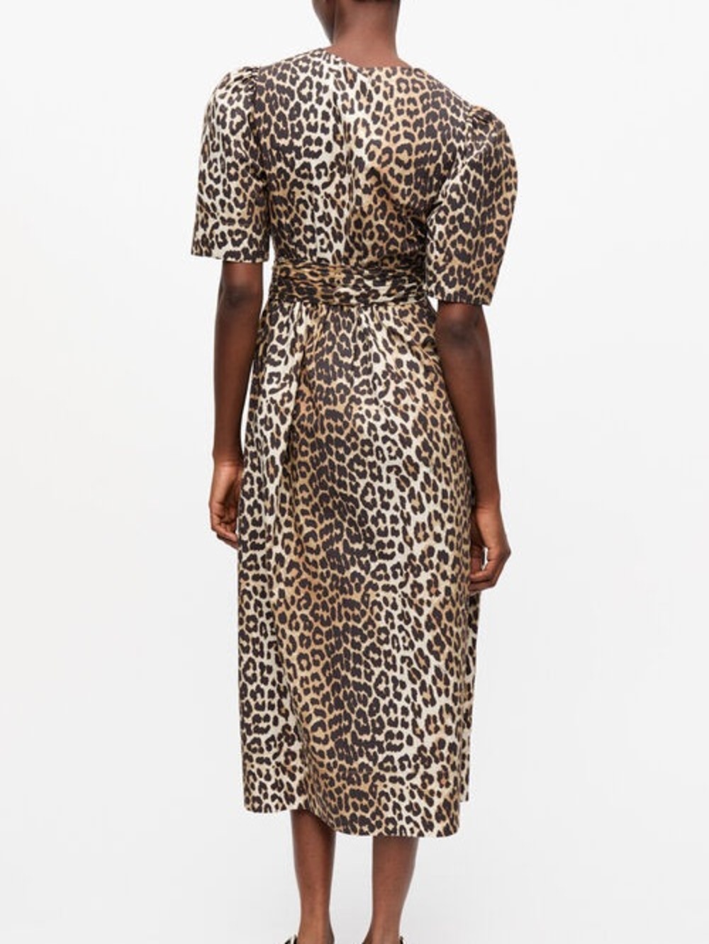 Ganni. NWT. Leopard Tie Front Dress. Spring Summer 2025. Size 42/ LG - Picture 10 of 12